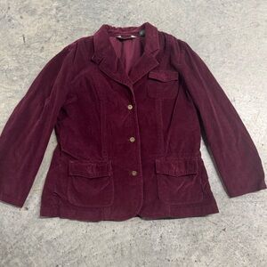 Eddie Bauer Burgundy Corduroy Blazer Size 12 Classic Business Casual Work